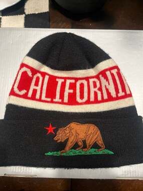California Republic Bear Flag State Embroidered Knit Cuffed Beanie